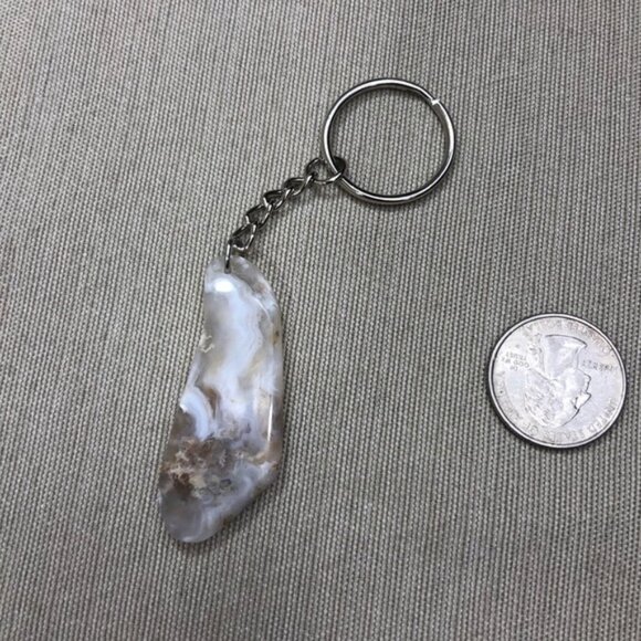 Rough Cut Chalcedony Rock Keychain - Picture 2 of 3